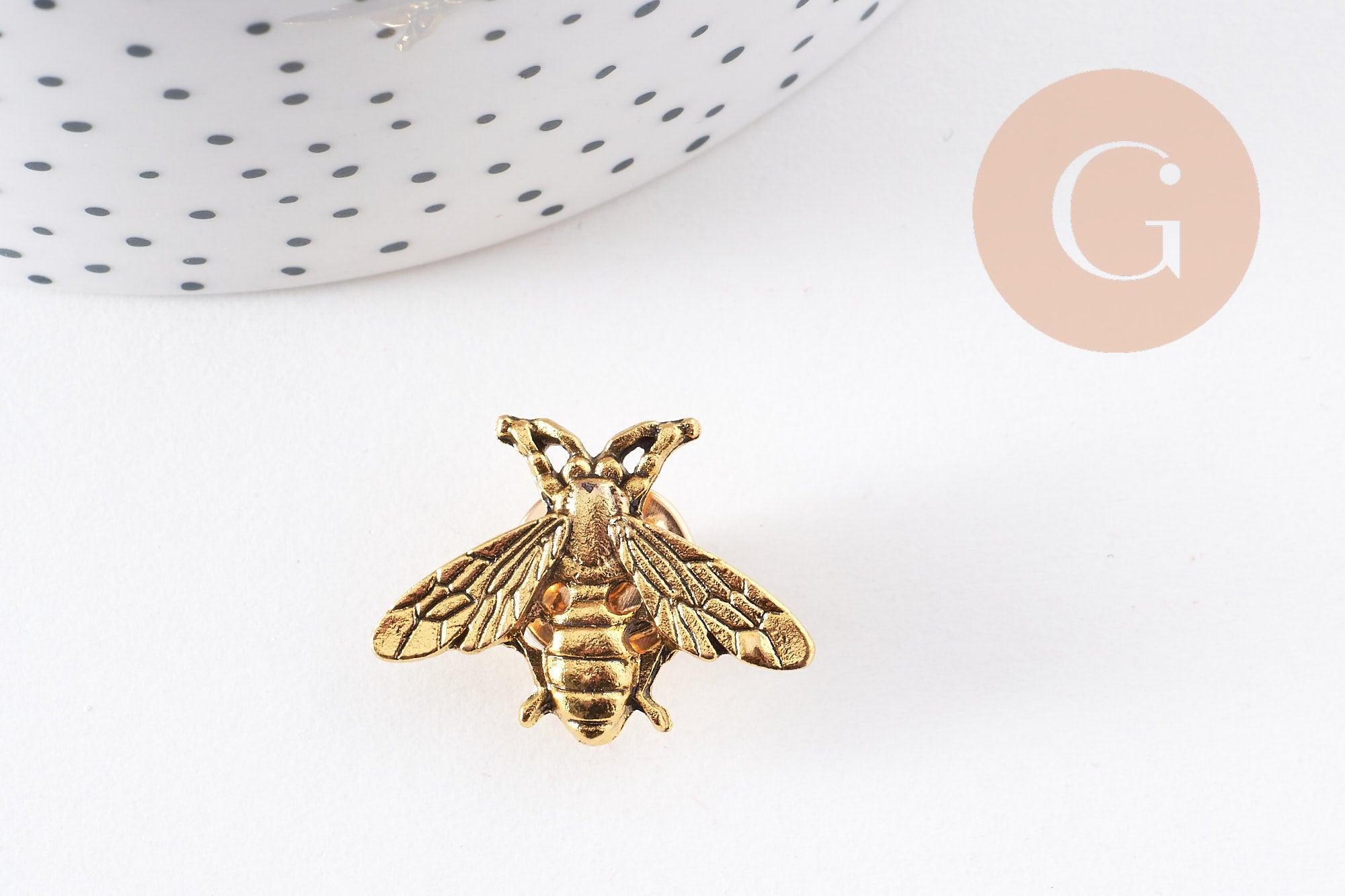 Gingerlily Broche abeille zamac doré vieilli 26mm x1