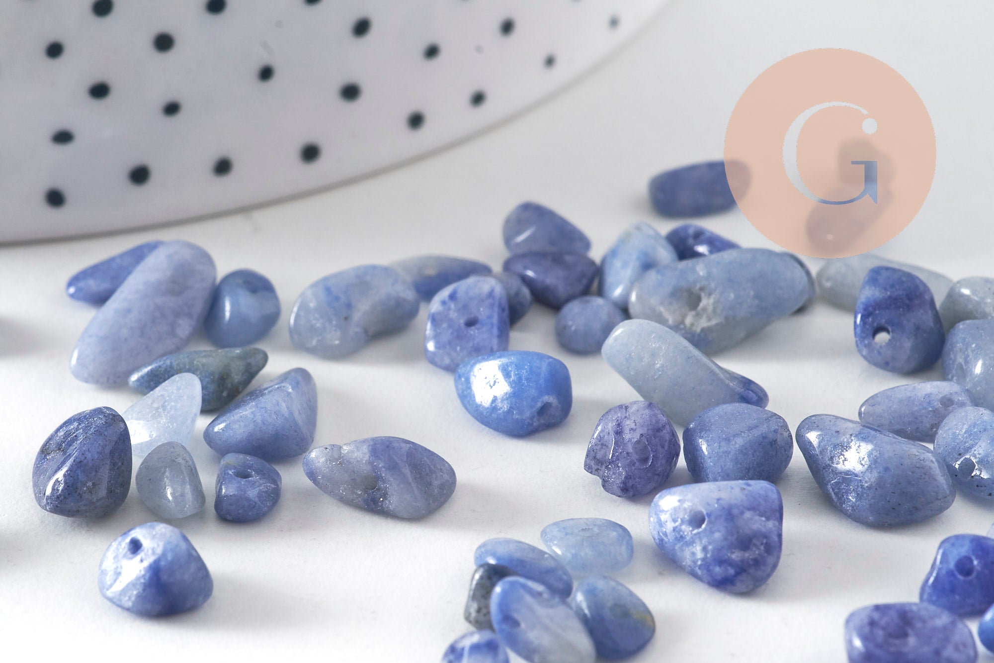 Gingerlily Perles aventurine bleue chips 5-11mm sachet 55g