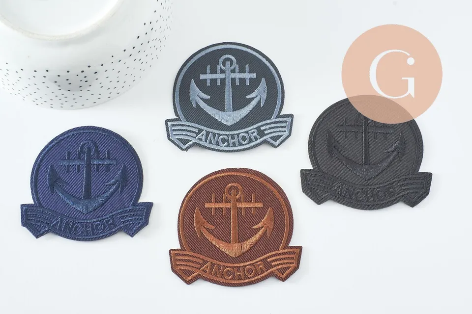Gingerlily écusson brodé ancre marine patch thermocollant 72mm x1