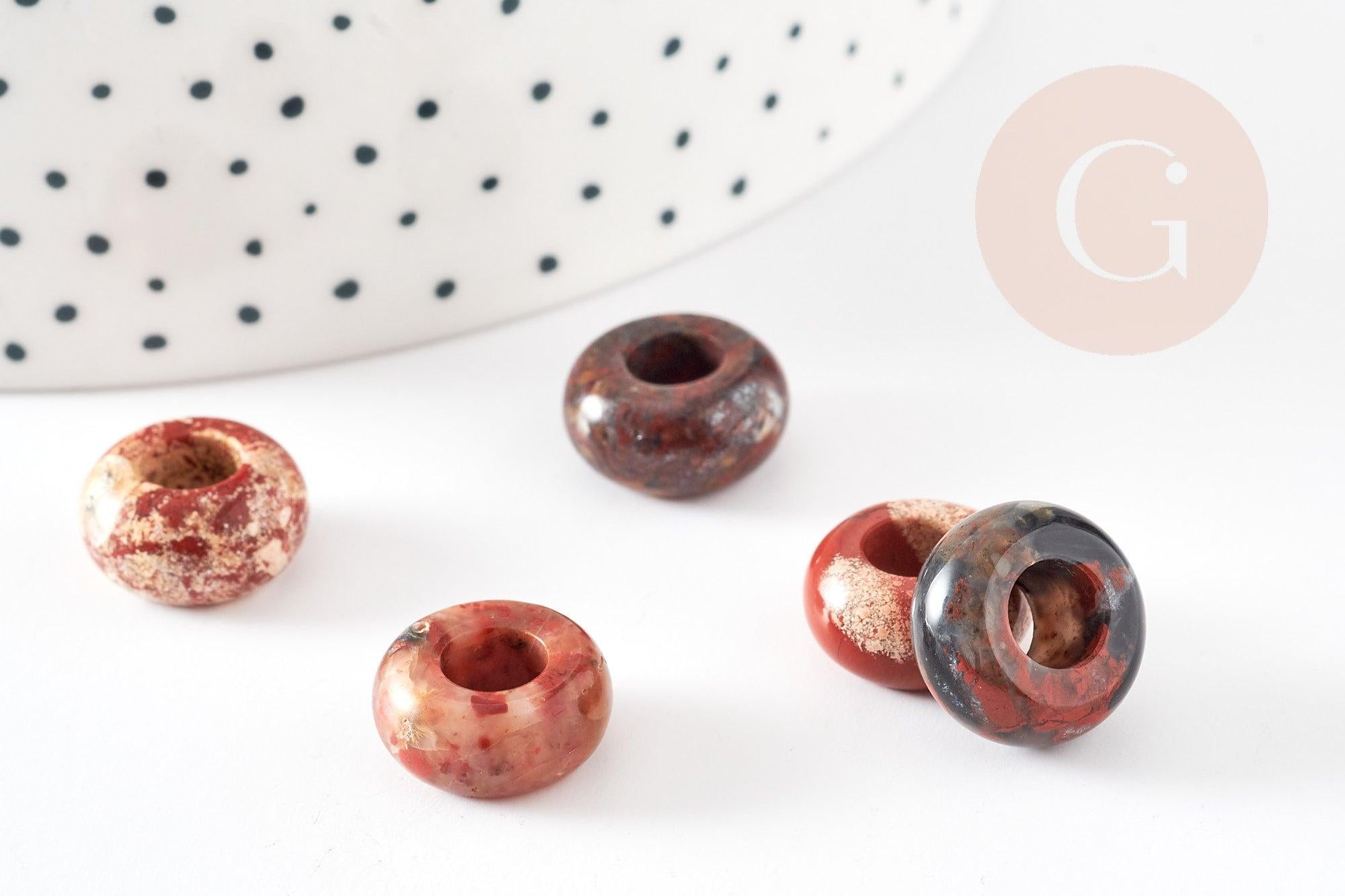 Gingerlily Perles G9211 rondelle donut jaspe marron 14mm x2