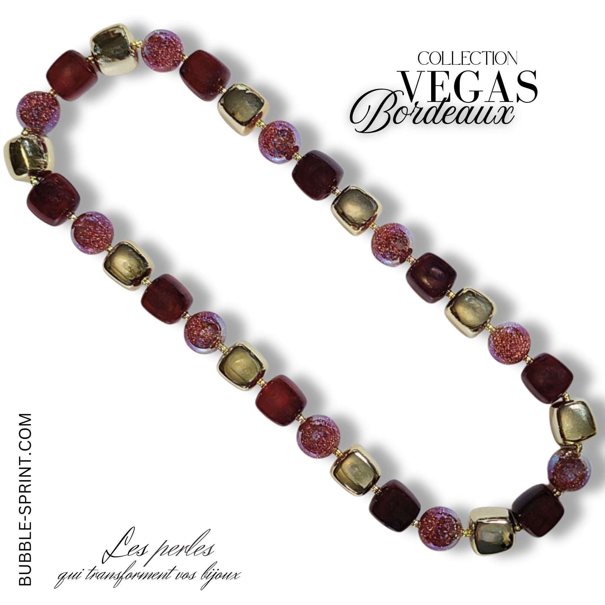 ARTSHOP Vegas collier bordeaux kit ou monté 48 cm