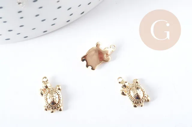 Gingerlily Pendentifs DIY breloque tortue laiton doré 14,5mm