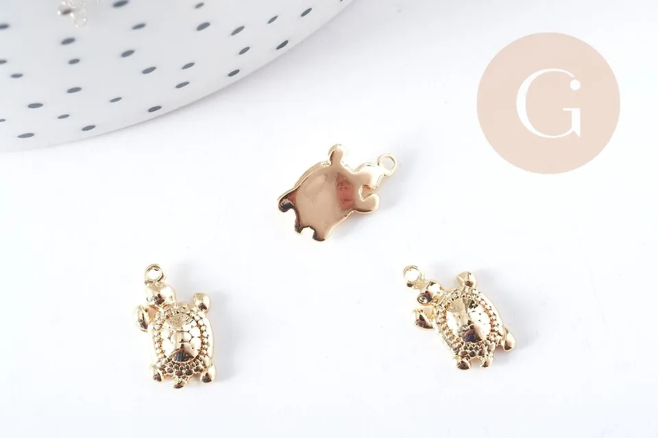 Gingerlily Pendentifs DIY breloque tortue laiton doré 14,5mm