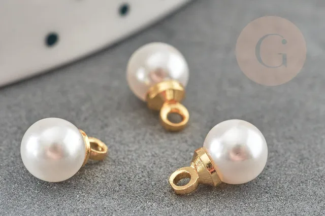 Gingerlily Pendentifs bijoux DIY G9365 pendentif perle blanche 10mm x2