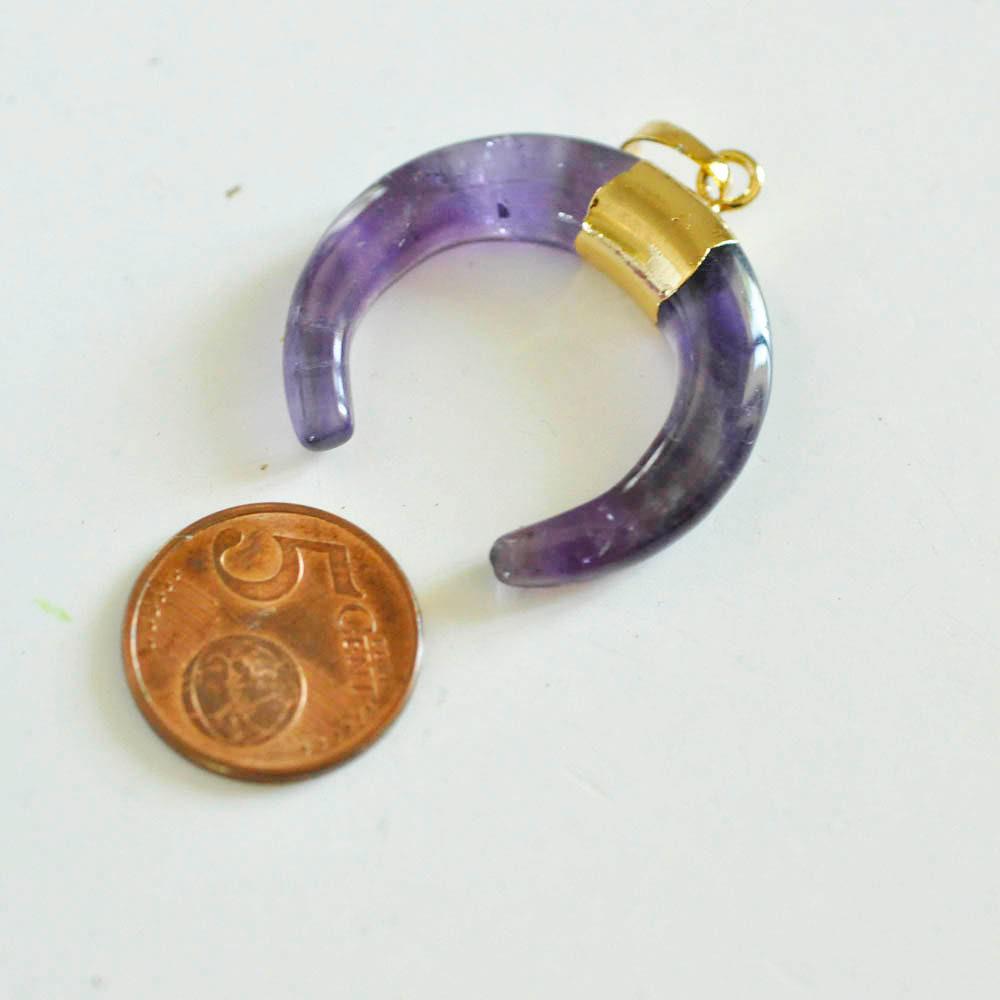Gingerlily pendentif lune améthyste naturelle 32mm pierre DIY