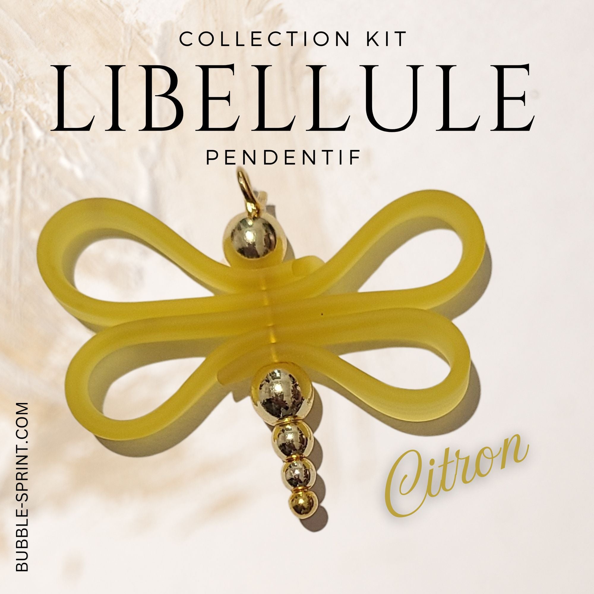 ARTSHOP Bijoux en KITS pendentif libellule citron kit hématite
