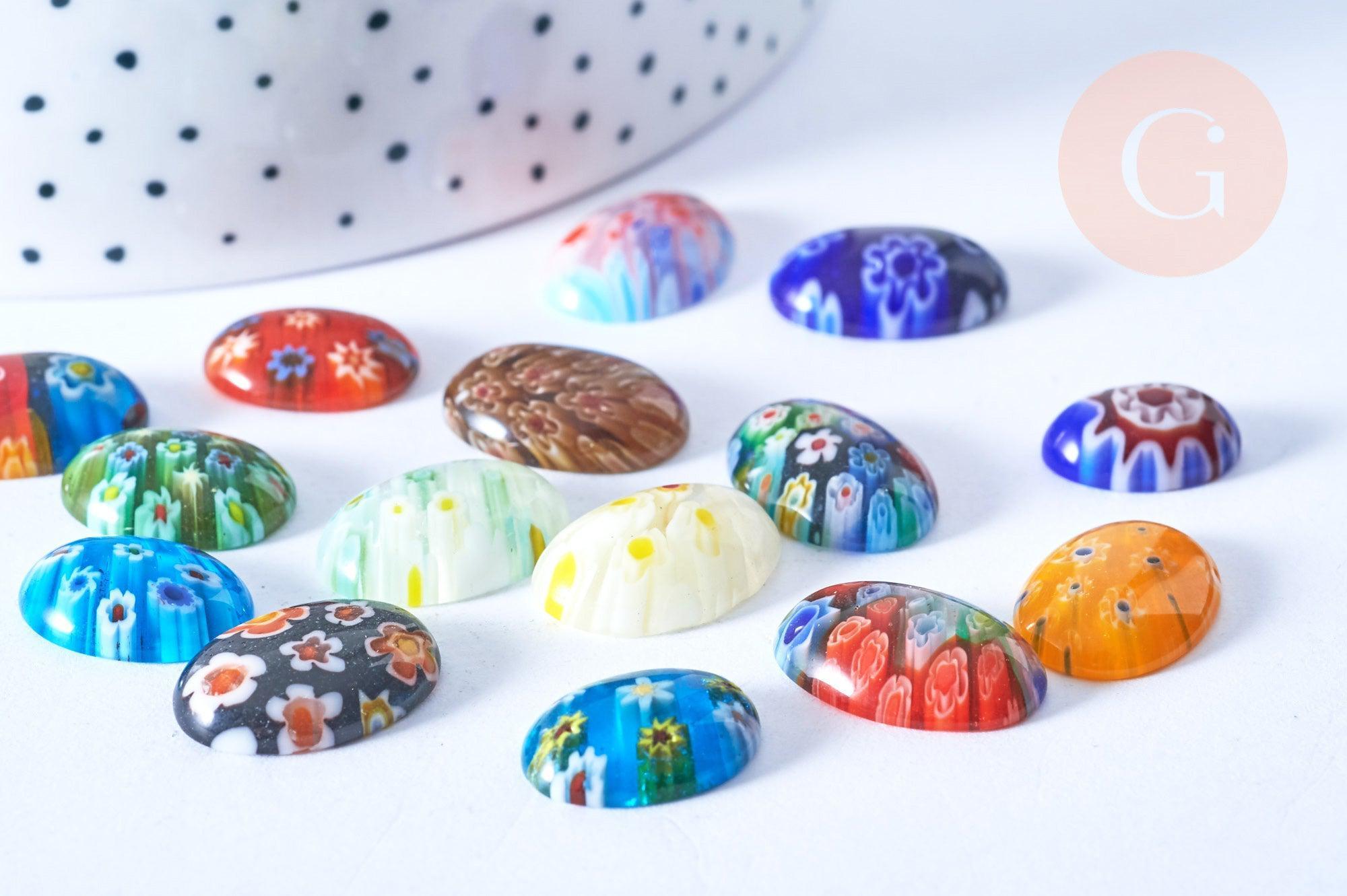 Gingerlily Cabochons G8701 verre millefiori ovale 10-18mm lot 10