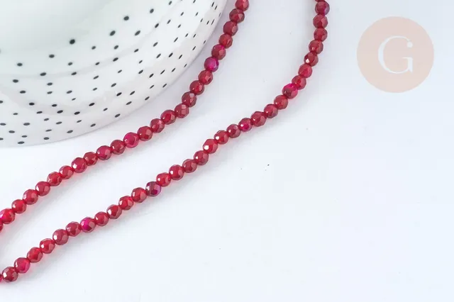 Gingerlily Pierre Naturelle G7344 perle agate rouge 4mm fil 35cm
