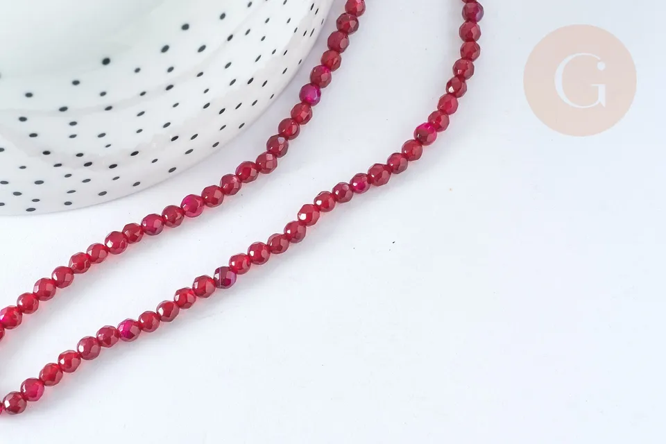 Gingerlily Pierre Naturelle G7344 perle agate rouge 4mm fil 35cm