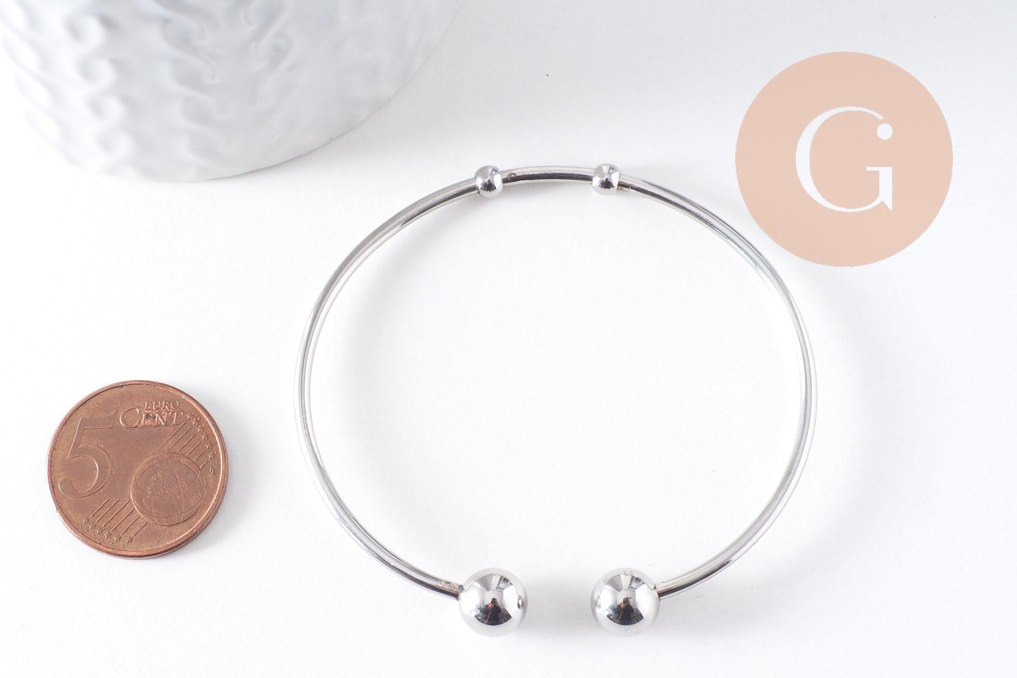 Gingerlily jonc ouvert G10314 bracelet acier platine 50-65mm