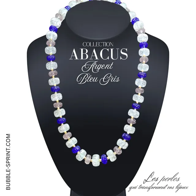 ARTSHOP Abacus collier argent bleu gris kit 54CM