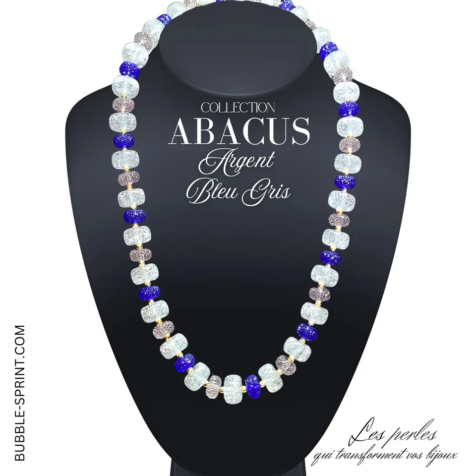 ARTSHOP Abacus collier argent bleu gris kit 54CM