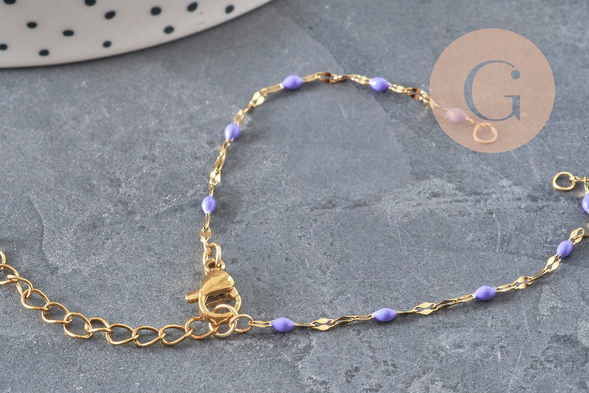 Gingerlily G11364 base bracelet chaîne violette doré 14,3cm