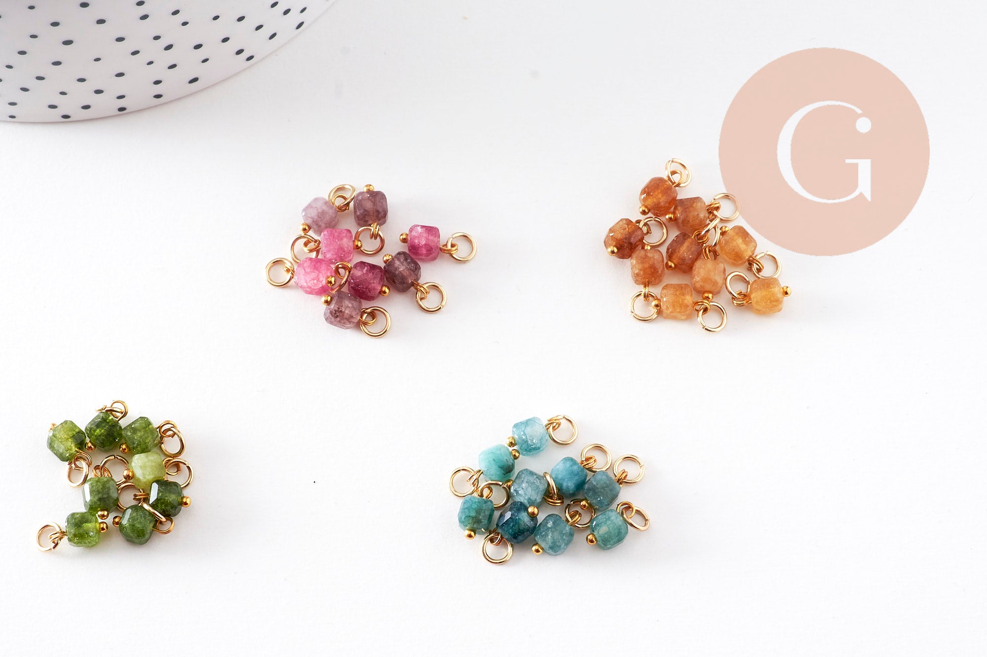 Gingerlily breloque cube tourmaline naturelle 9mm jaune x1