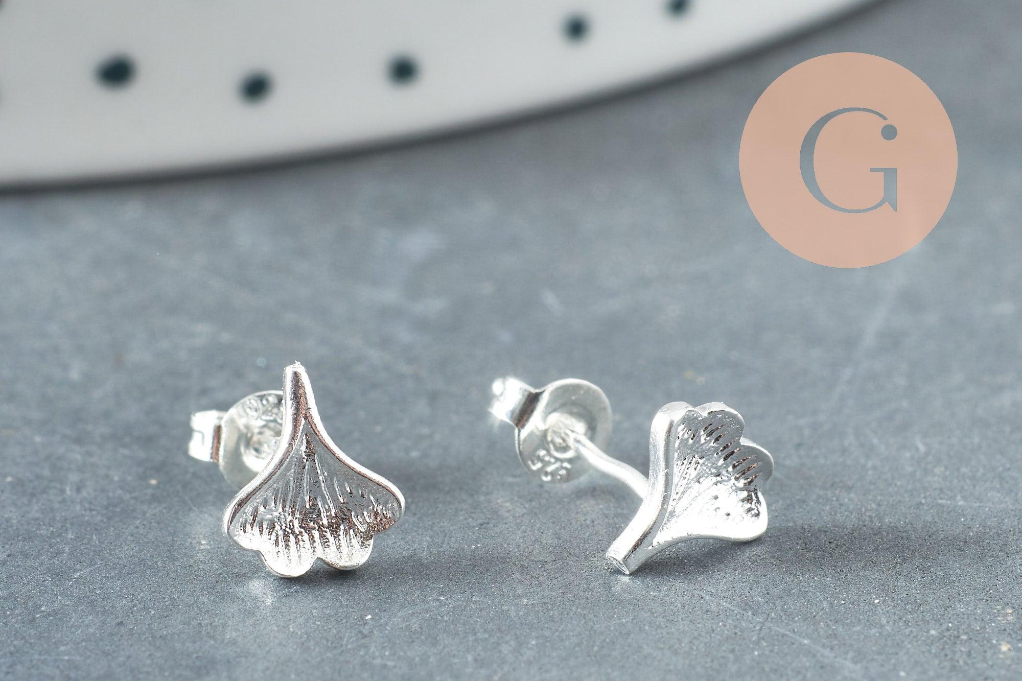 Gingerlily G9250 puces feuille ginkgo argent 925 paire