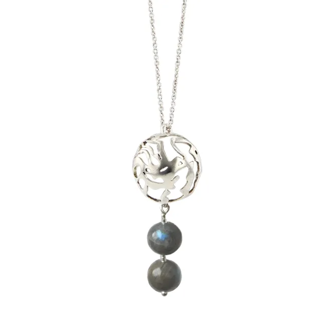 Kajika Sora collier argent 2 labradorites 45 cm
