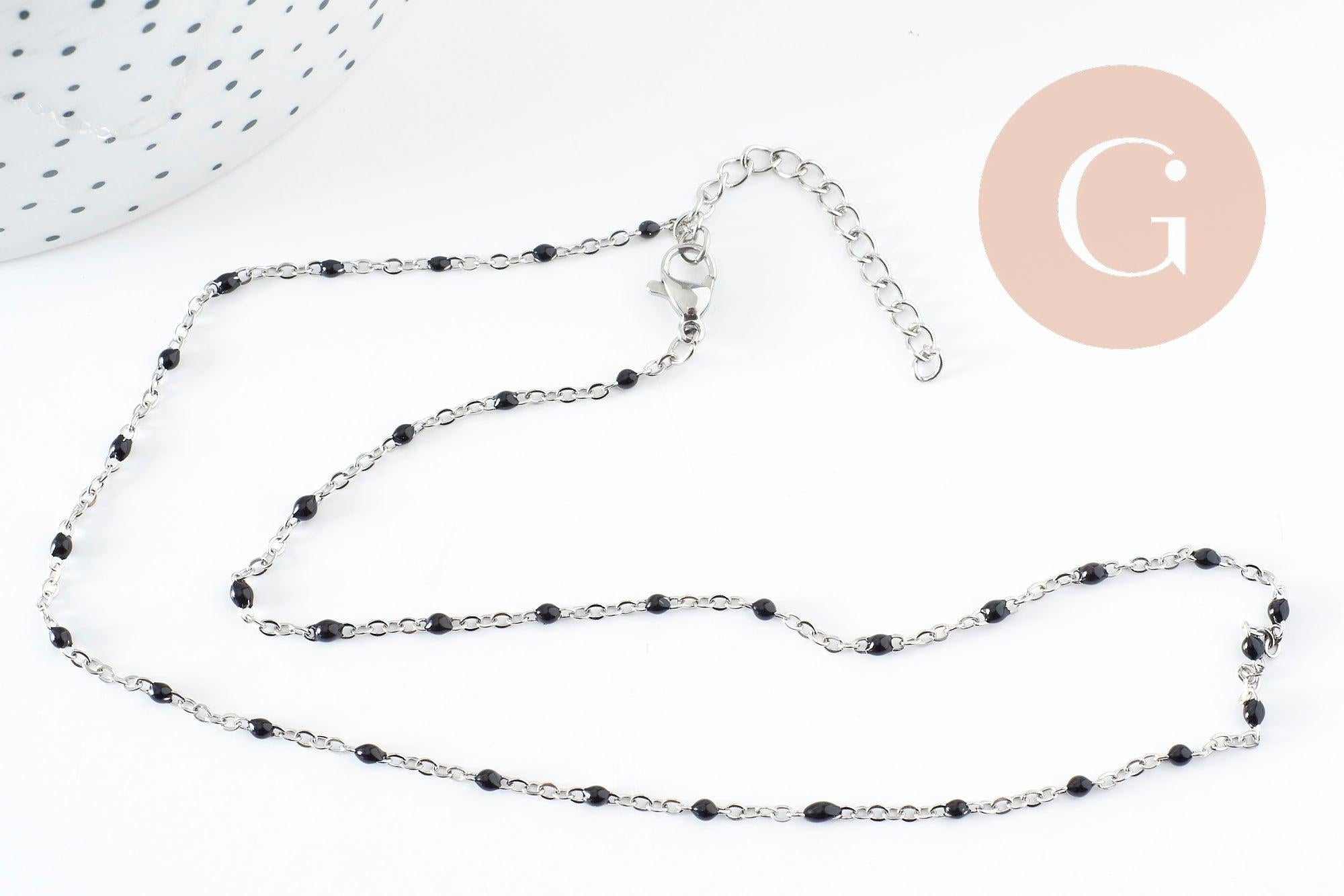 Gingerlily G10010 chaîne collier acier résine noire 40,5cm