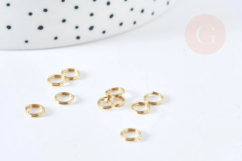 Gingerlily Apprêts G8481 anneaux doubles acier doré 5x1mm 2g