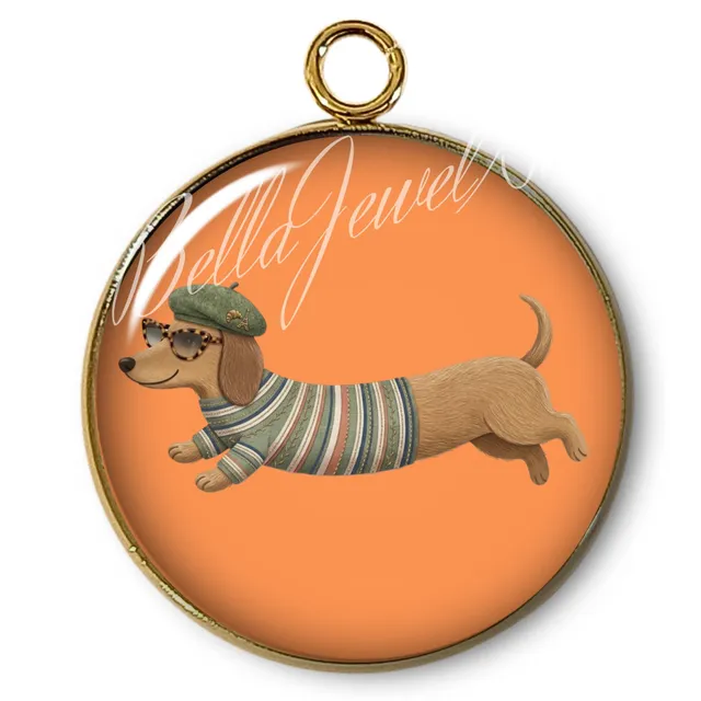 ARTSHOP Intemporel Pendentif Teckel plaqué or x1