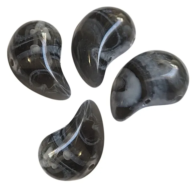 ARTSHOP Magatama Gris marbré perle x1 yin-yang