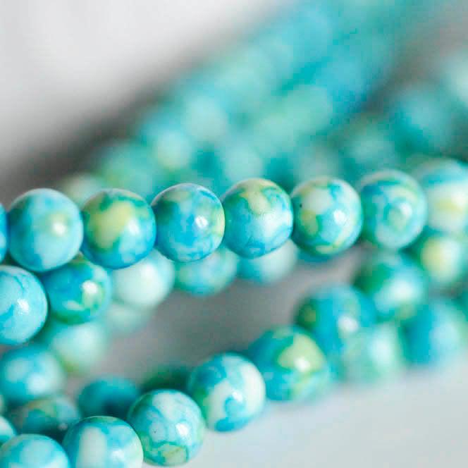 Gingerlily Perles jade océan bleu 4mm fil 35cm