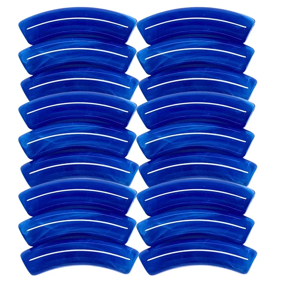 ARTSHOP Tubes 8MM Perles résine capri blue marbré x6