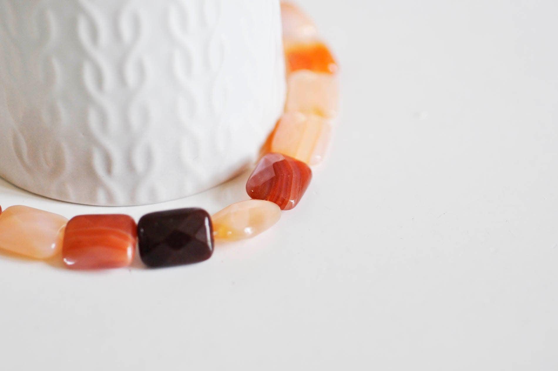 Gingerlily Perles cornaline G1355 perles rectangle orange fil 13