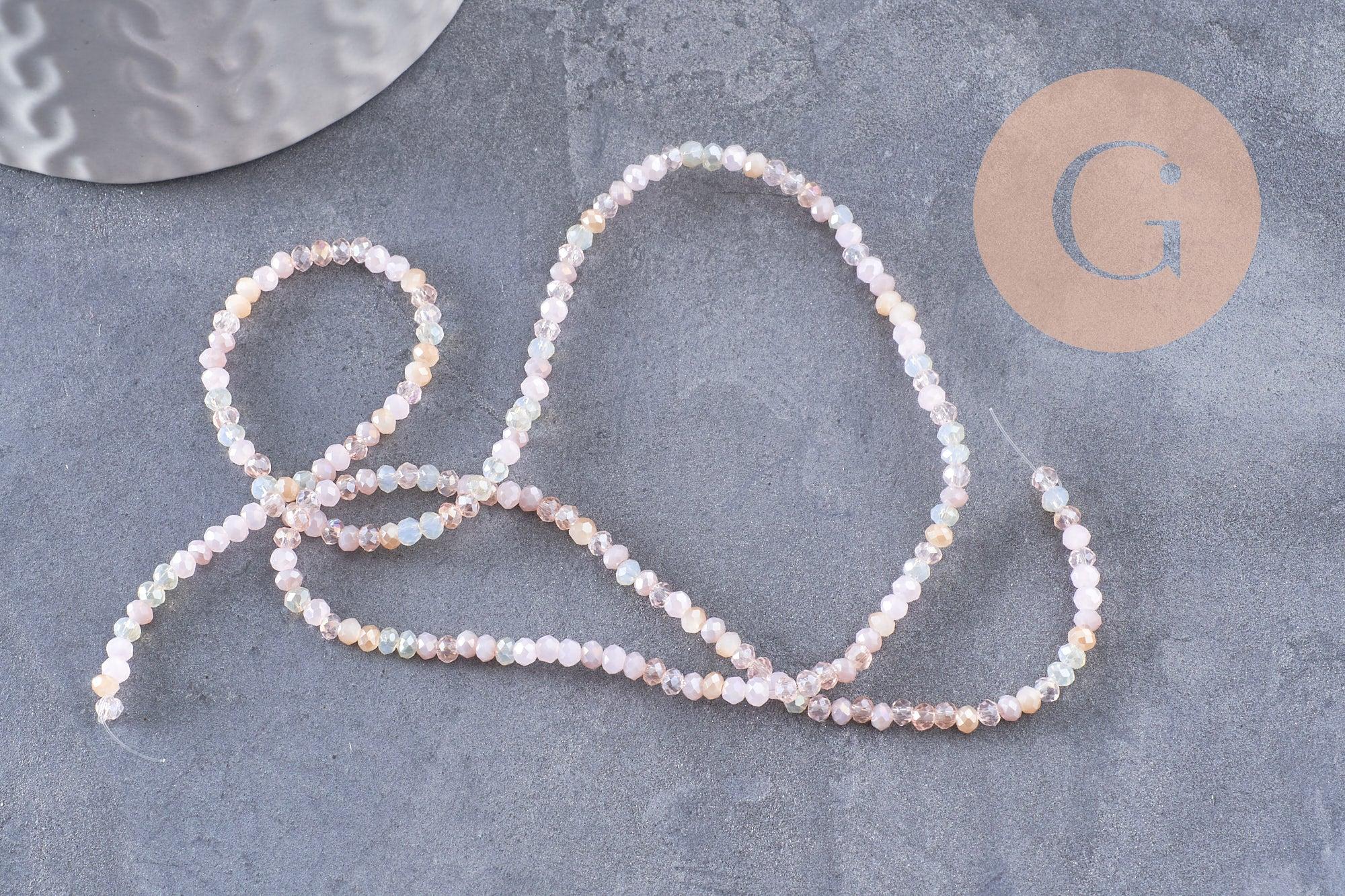 Gingerlily Perle rondelle cristal beige rose 2mm fil 32cm