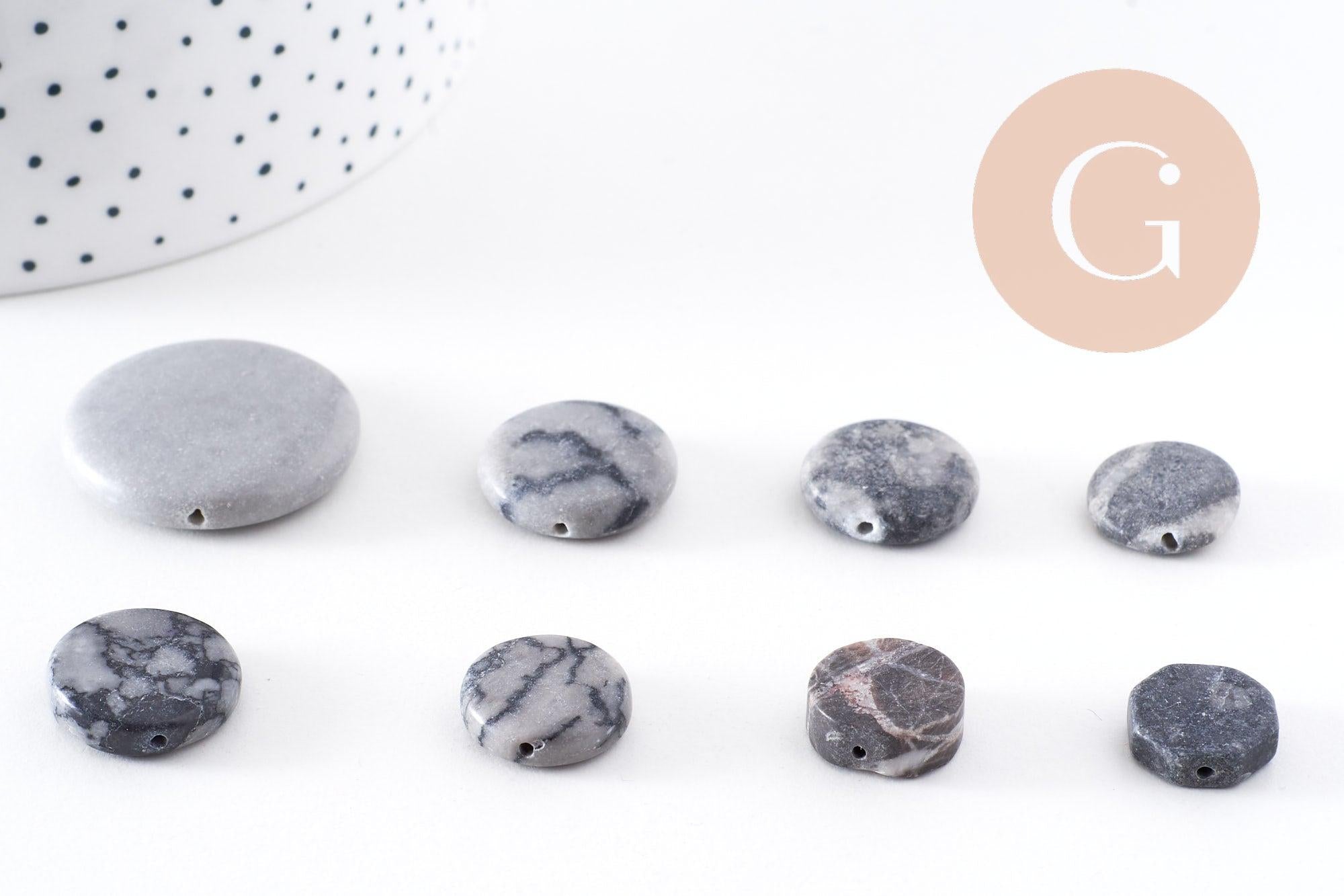 Gingerlily perles disque jaspe gris marbré x5 G10147