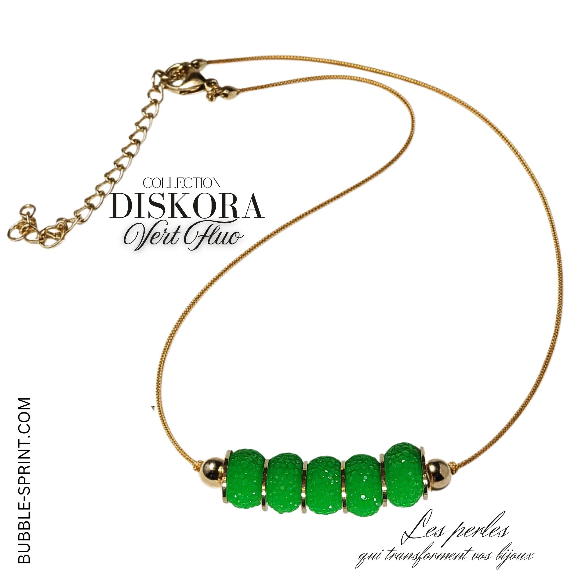 ARTSHOP DISKORA Vert Fluo collier kit ajustable