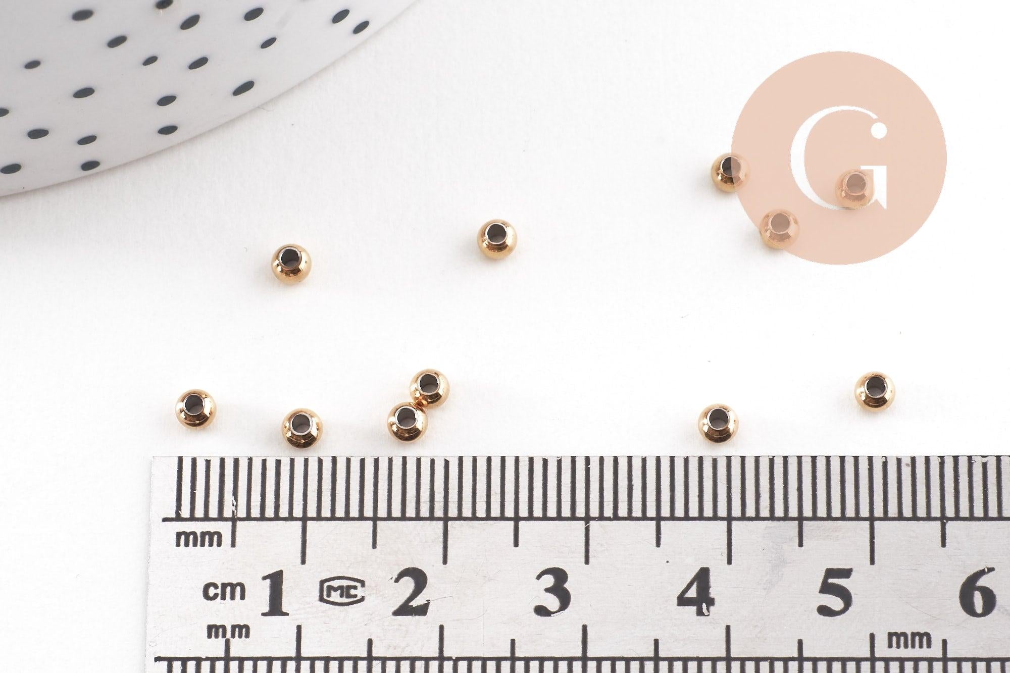 Gingerlily Perles intercalaires rondes acier doré 3 mm x50