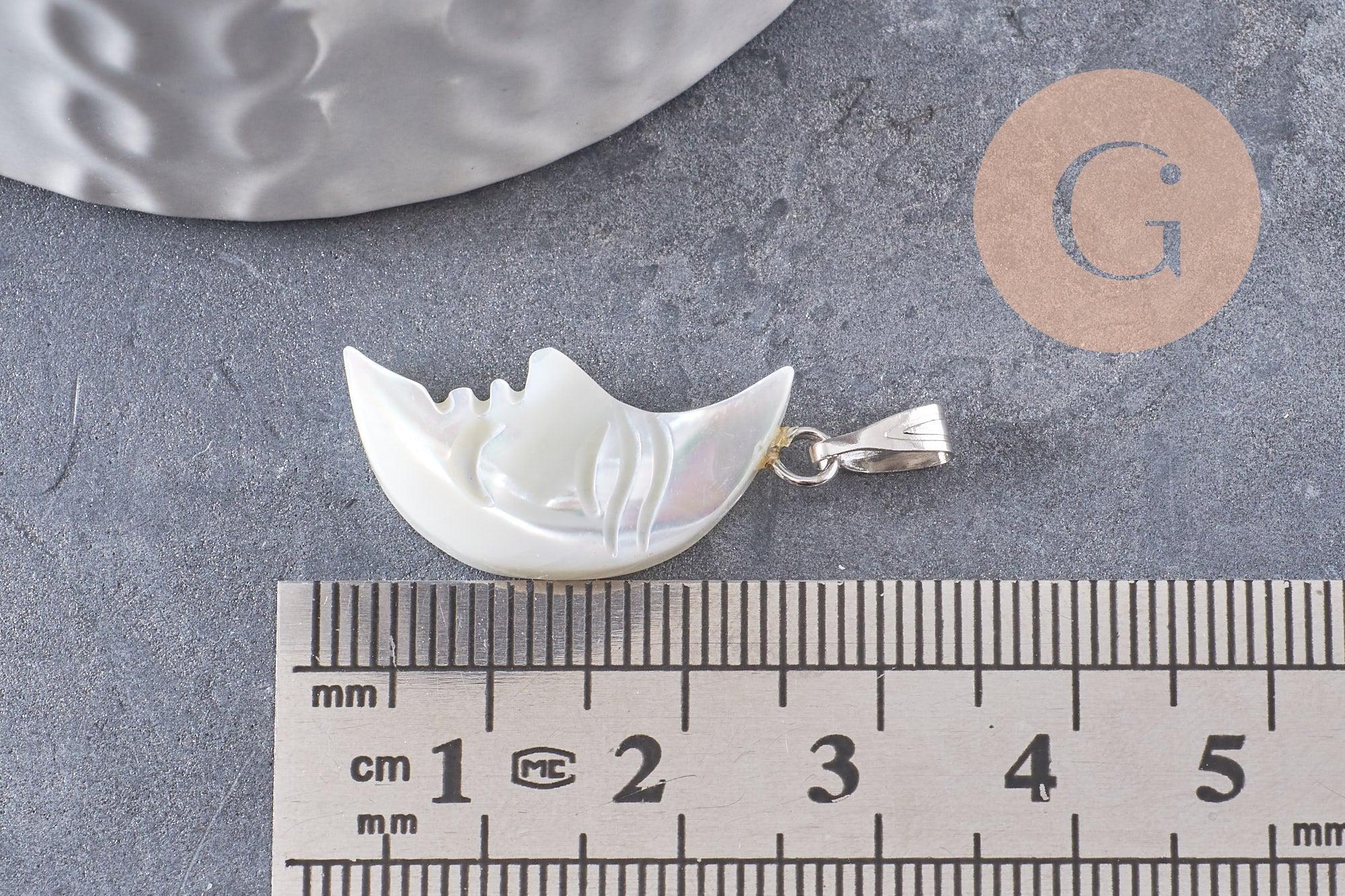 Gingerlily G9917 pendentif lune nacre blanche 22-28mm x1