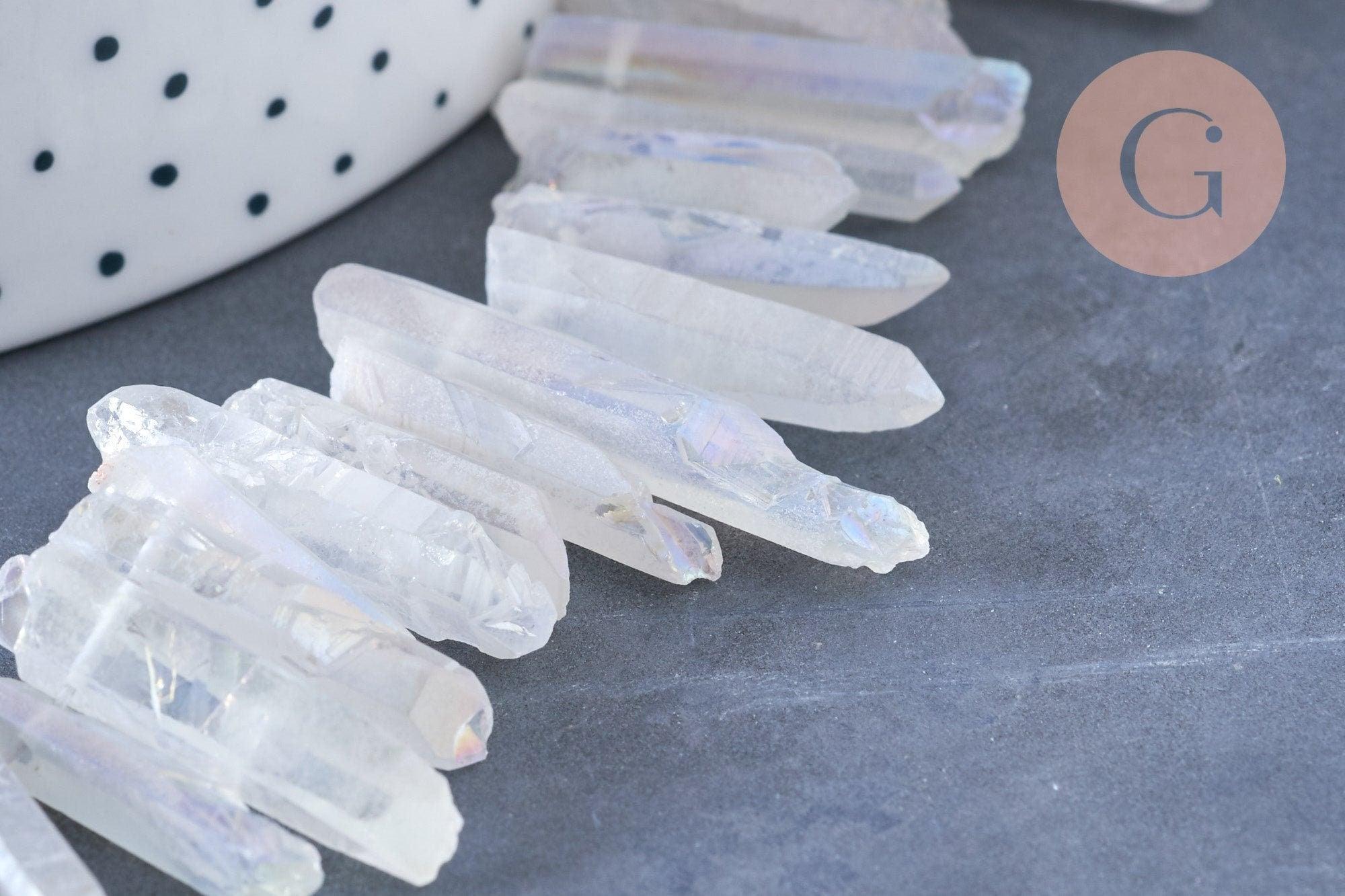 Gingerlily Perles cristal de roche irisé 20-50mm lot 10
