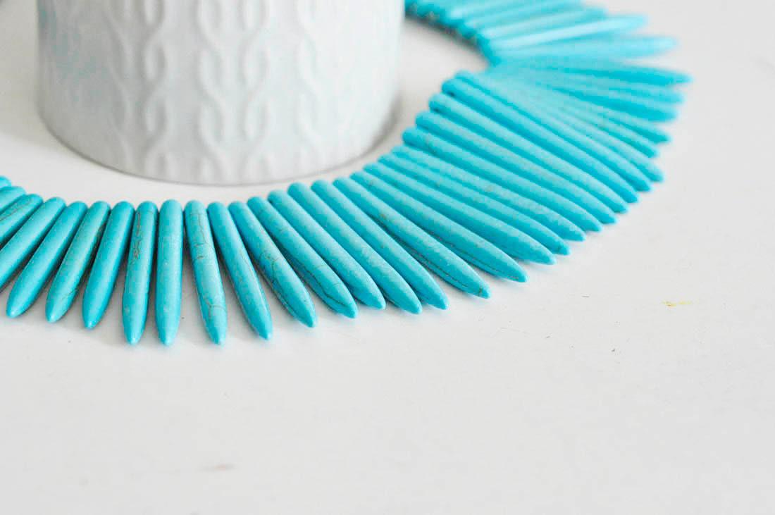 Gingerlily pointe howlite G0045 perle pierre turquoise fil 45 cm