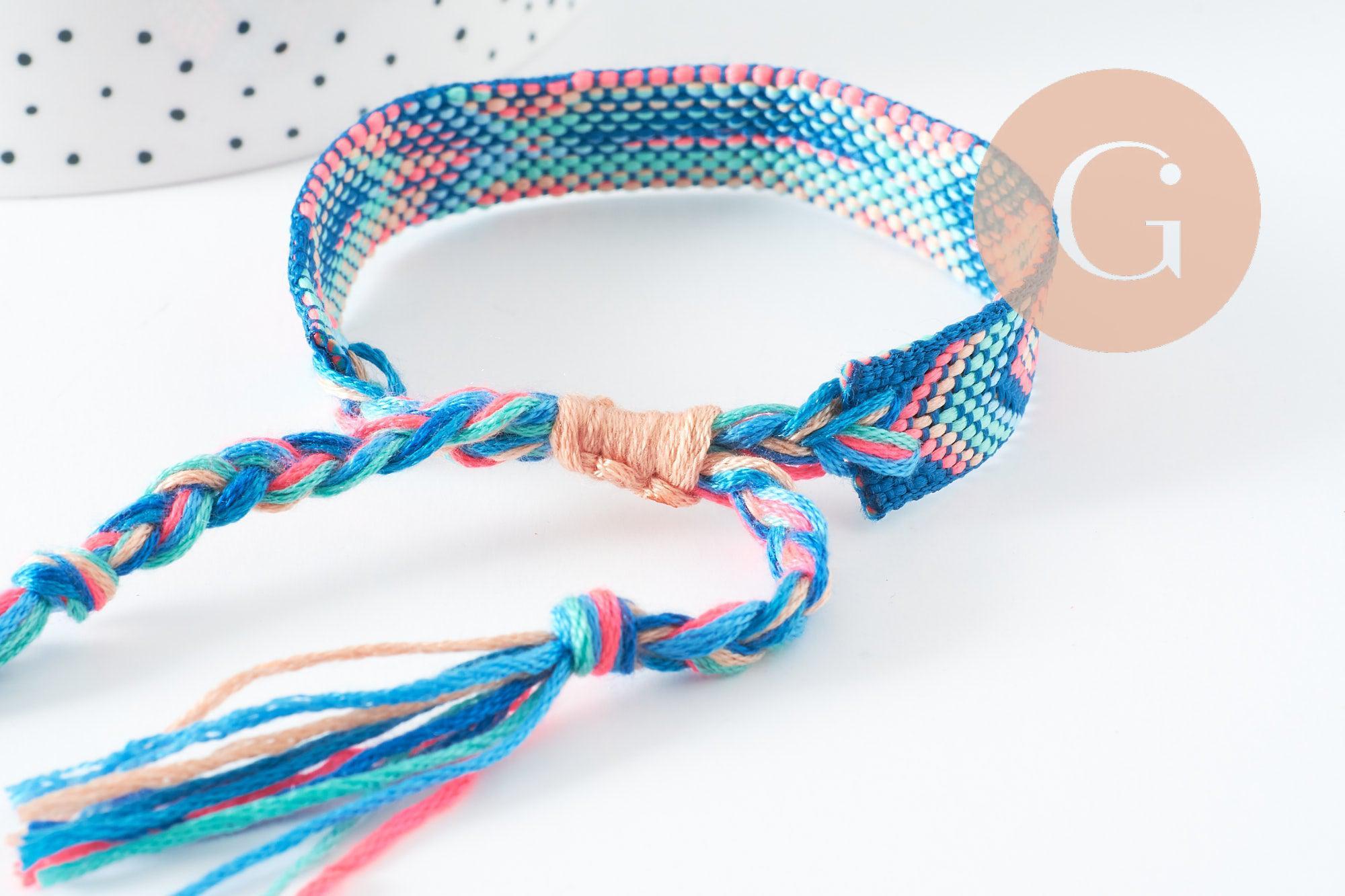 Gingerlily G9561 bracelet brésilien tissé bleu turquoise 15mm