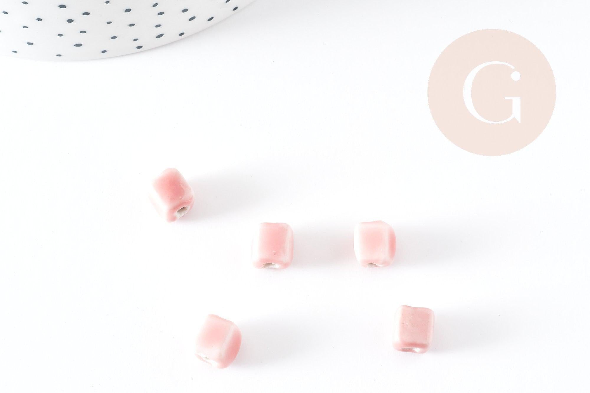 Gingerlily G9150 perles cube céramique rose 8mm x5