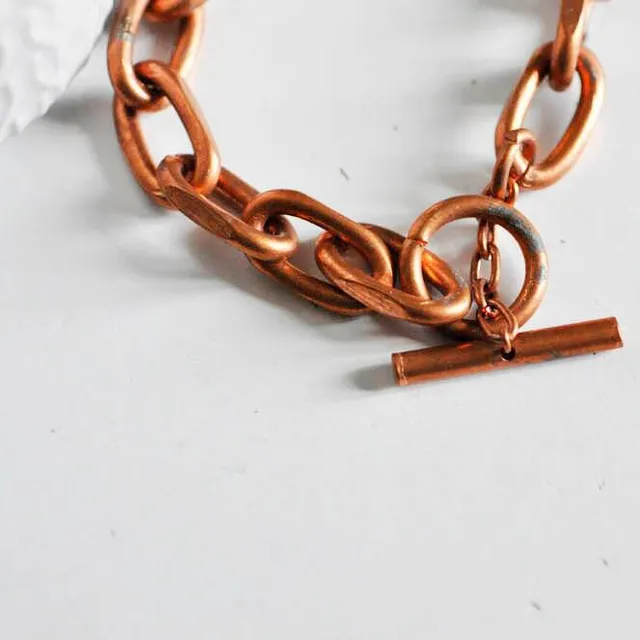 Gingerlily Bracelet gros maillons G2385 cuivre 23 cm fermoir T