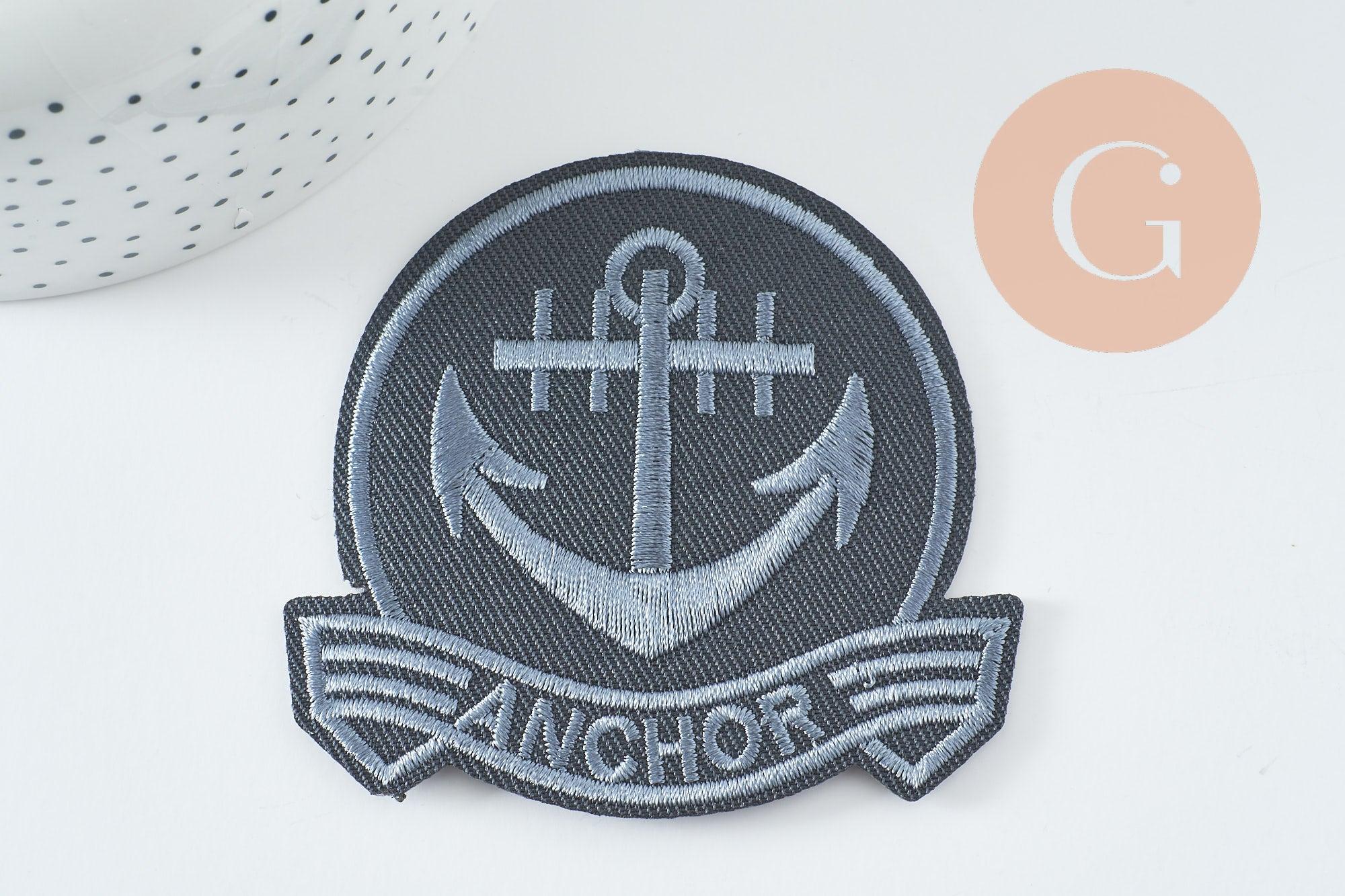Gingerlily écusson brodé ancre marine patch thermocollant 72mm x1