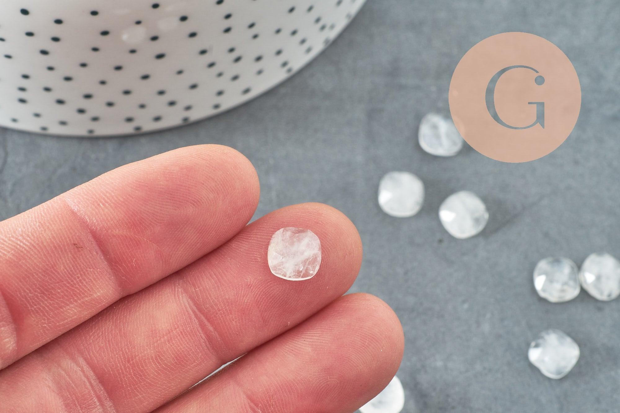 Gingerlily Perles cabochon carré cristal de roche 8x8mm x1