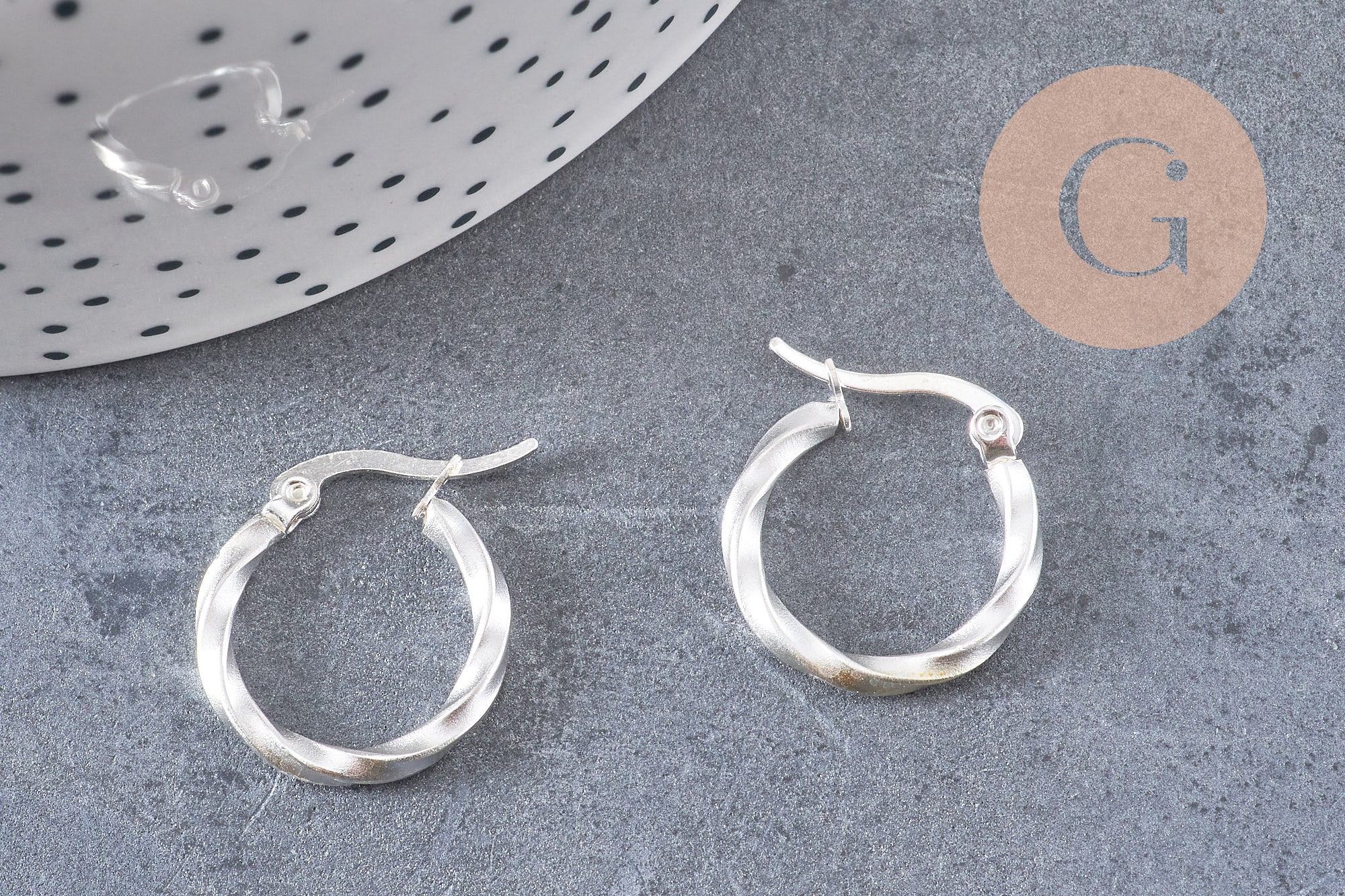 Gingerlily Créoles torsadées G6807 boucles acier argenté 21mm