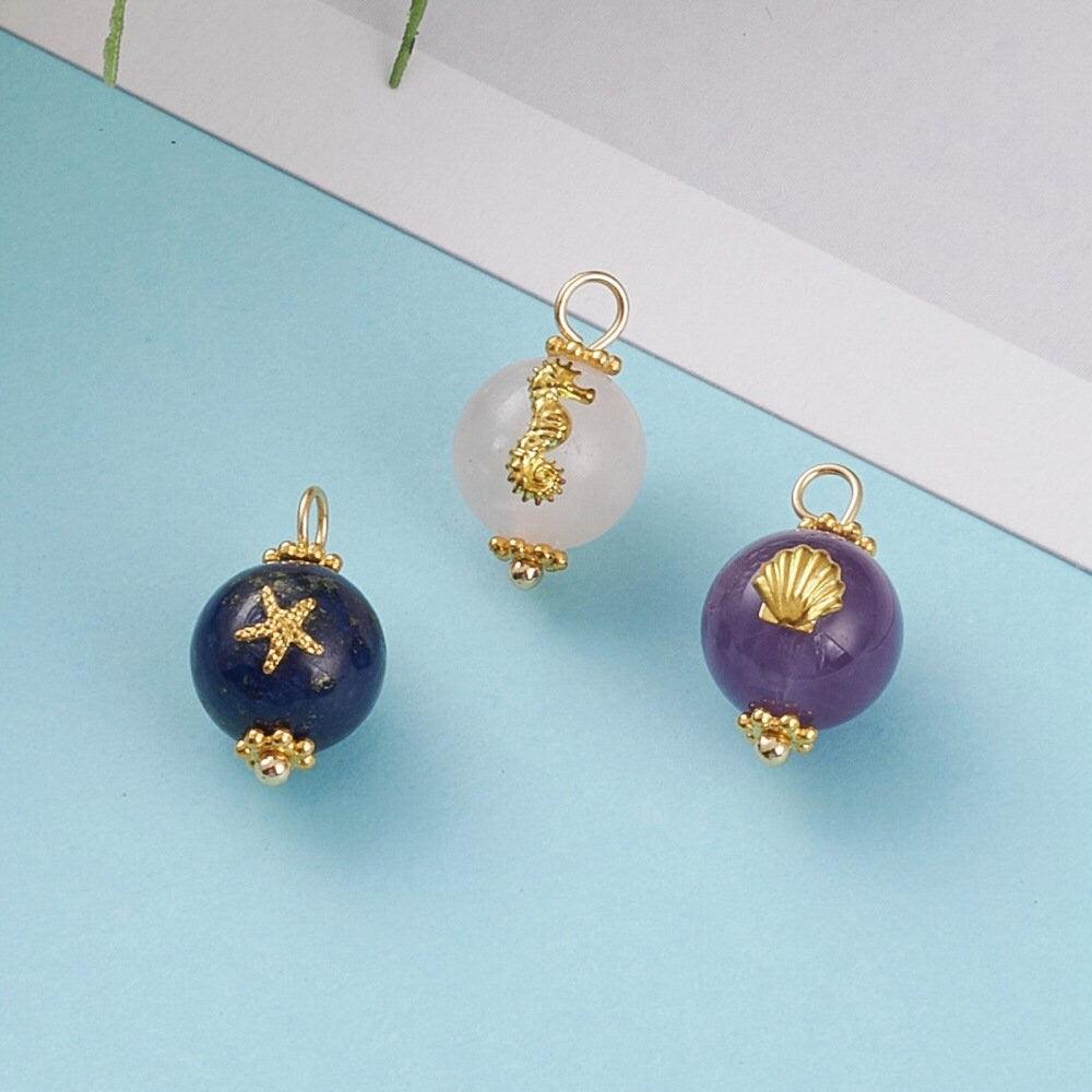 Gingerlily pendentif ovale pierre naturelle 18mm x3 doré