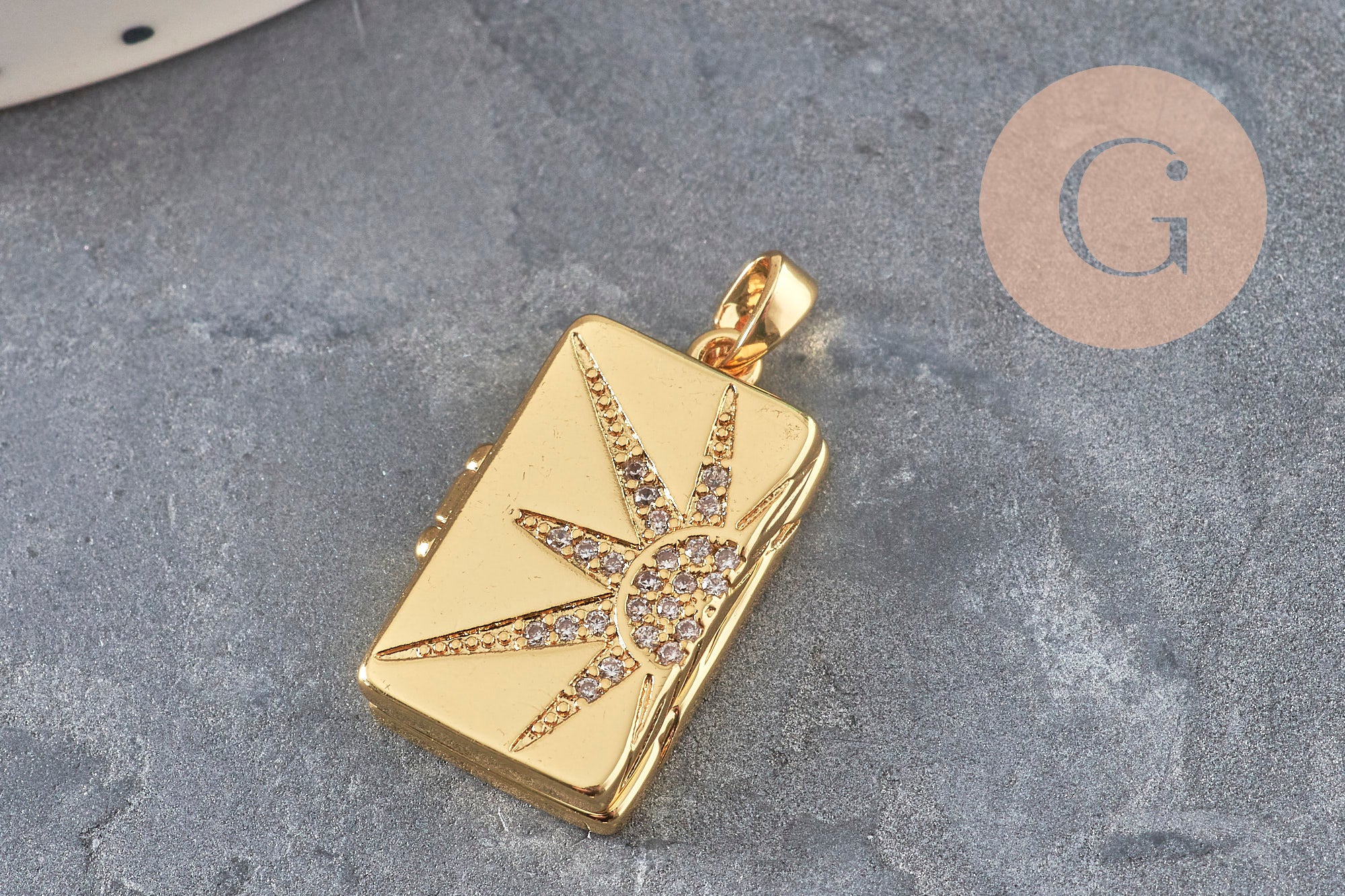 Gingerlily G11042 Pendentif locket rectangle doré 18K zircon