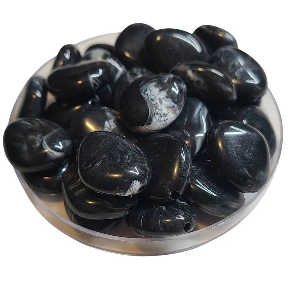 ARTSHOP Galets TIKA perle noir marbré 23 mm x1