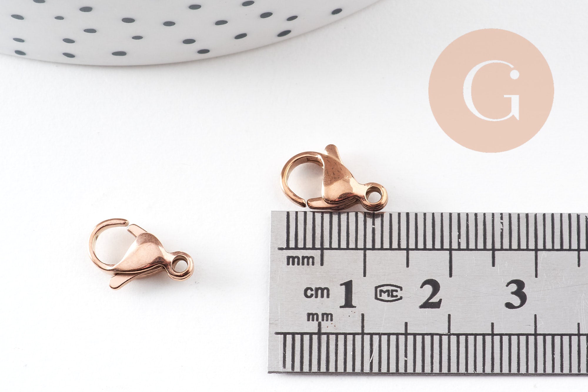 Gingerlily Apprêts Fermoir mousqueton or rose 13mm x5