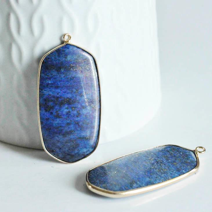 Gingerlily Pendentif ovale lapis-lazuli bleu 49mm pierre naturelle