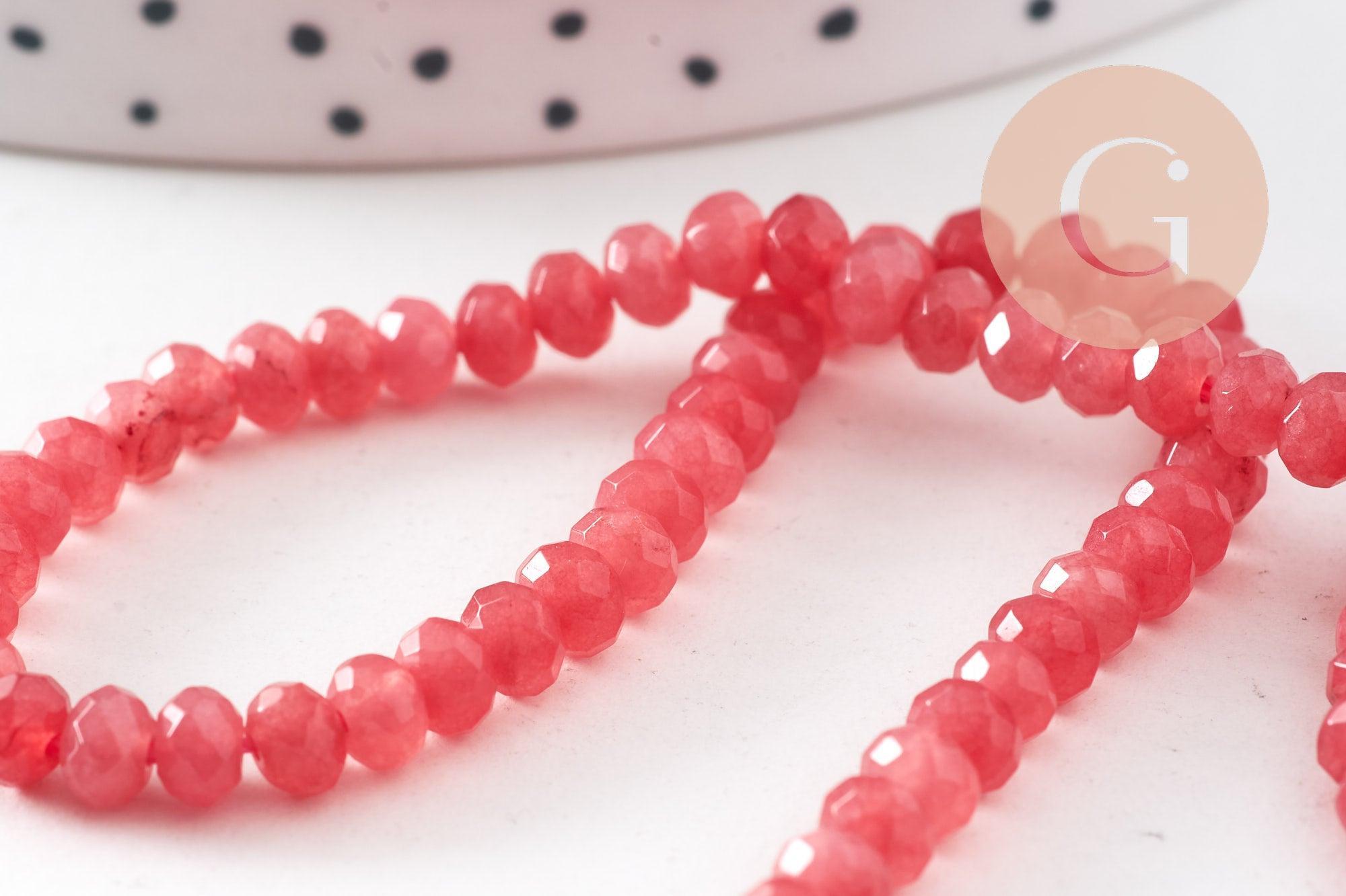 Gingerlily G10918 perles rondelles jade rose fil 34,5 cm