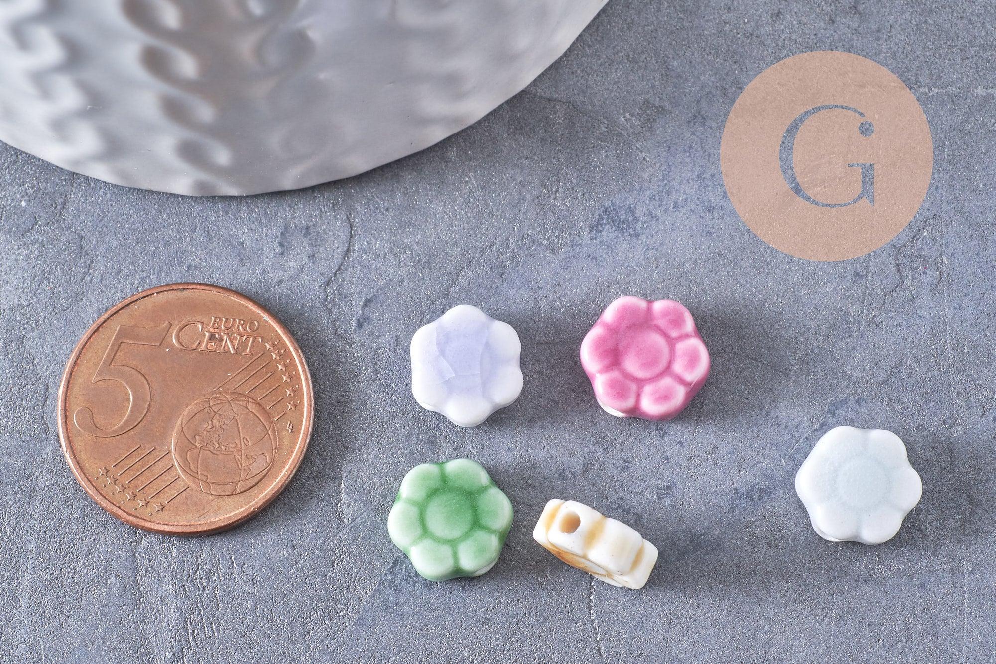 Gingerlily G10281 perles fleur porcelaine multicolore 10mm x5