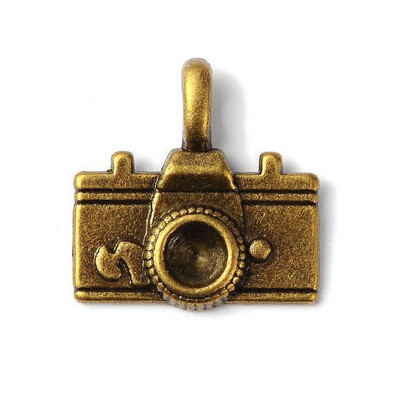 Gingerlily Appareil Photo breloque bronze 2cm olivier