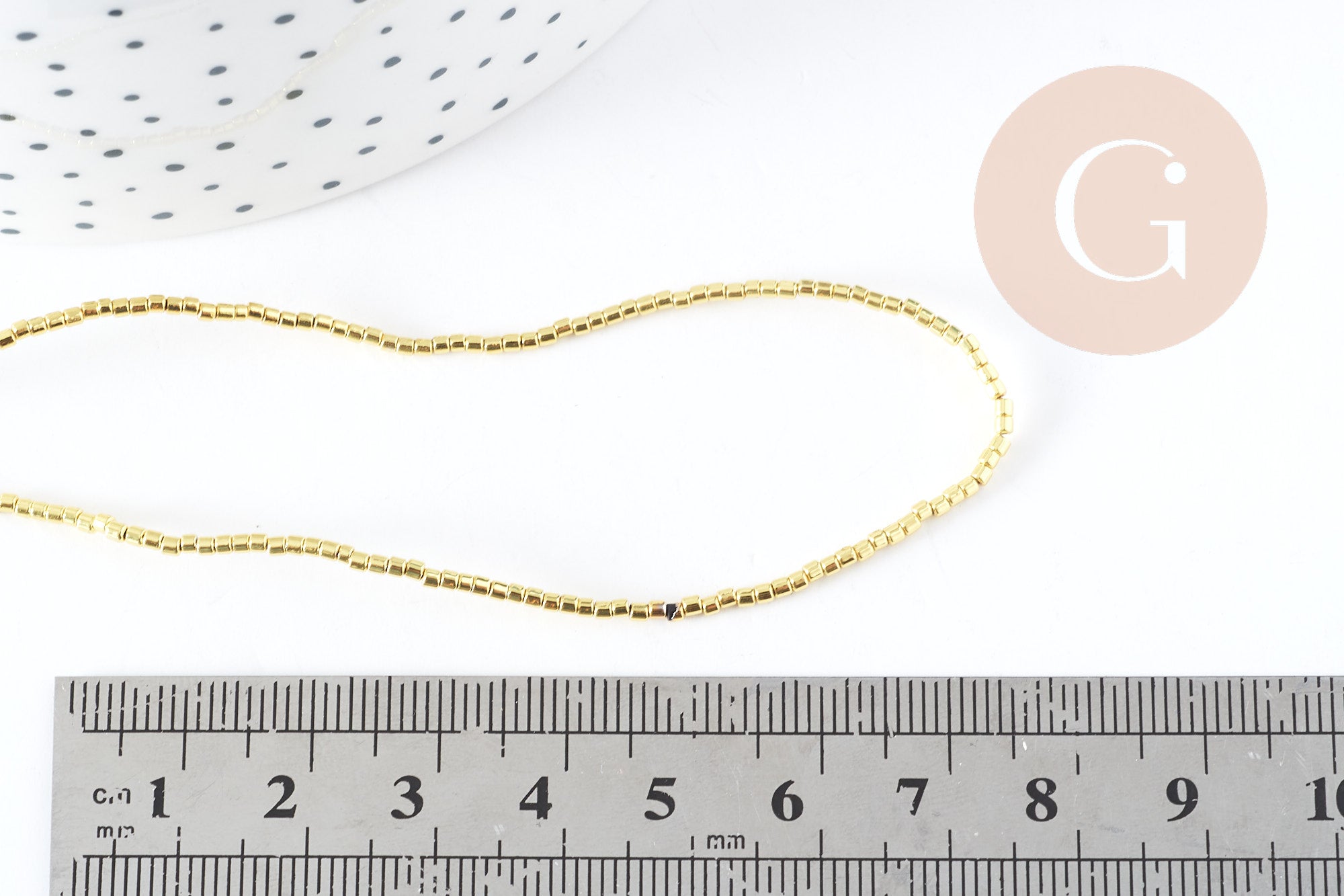 Gingerlily Perles tube hématite synthétique dorée fil 40cm x1