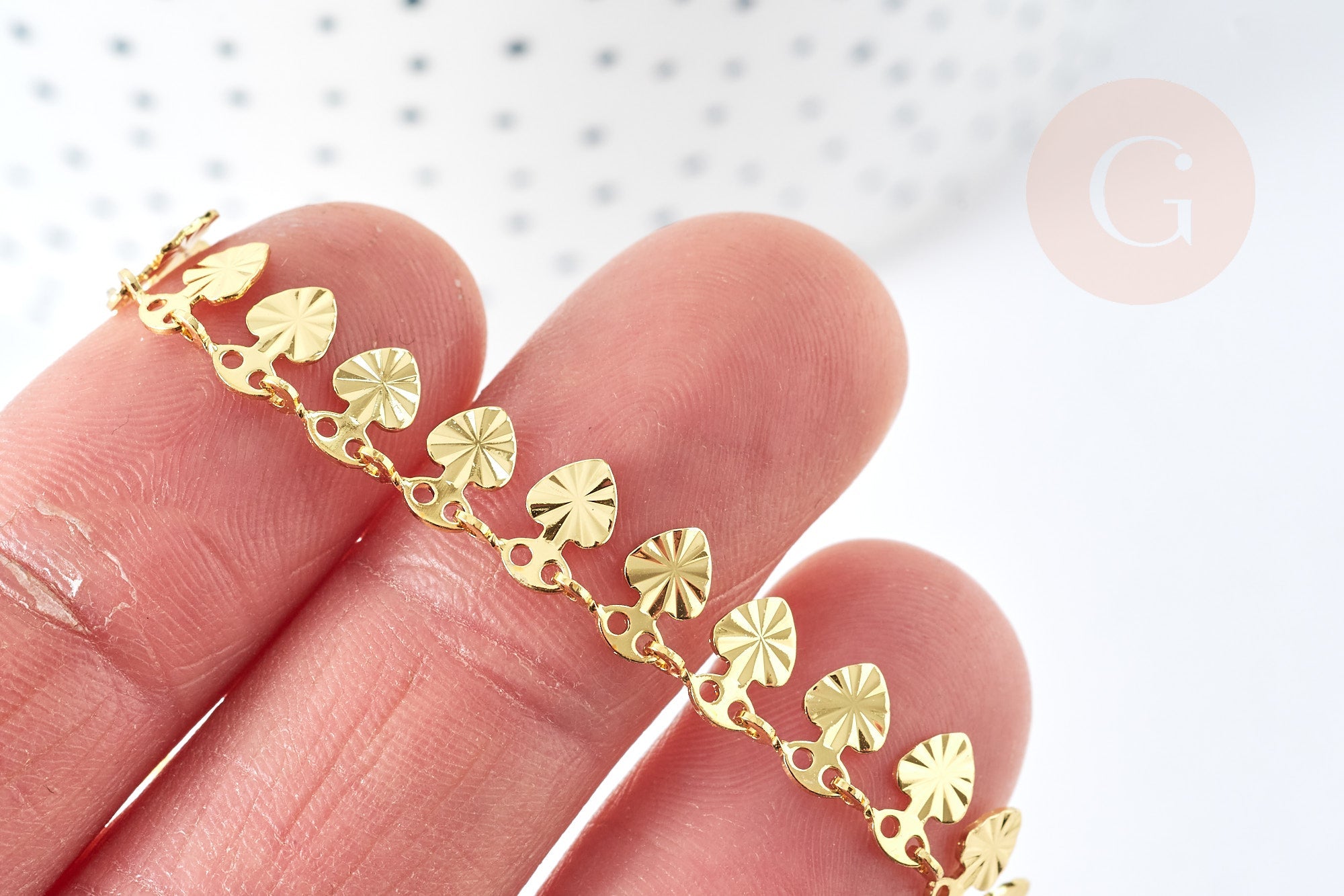 Gingerlily Bracelet G8080 laiton doré maille pastille 17,5cm x1
